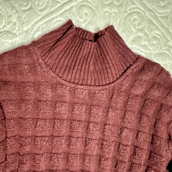 FREE PEOPLE Care FP Soul Searcher Mock Neck Sweater / Wine Heather New with Tags - Picture 6 of 8